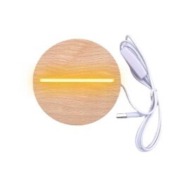 3D Lamp Base - Round Wood - Led - Gunlight - Hornbeam Color - 1