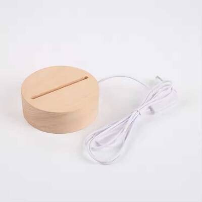 3D Lamp Base - Round Wood - Led - Gunlight - Hornbeam Color - 3