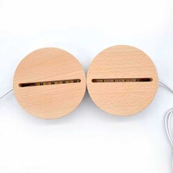 3D Lamp Base - Round Wood - Led - Gunlight - Hornbeam Color - 4