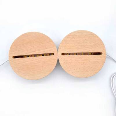 3D Lamp Base - Round Wood - Led - Gunlight - Hornbeam Color - 4