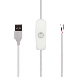 On/Off 5V Open End USB Cable - White - 2