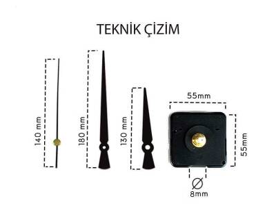 Saat Mekanizması - Metal Gümüş Akrep Yelkovan (10 Adet) - 2