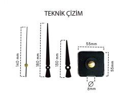 Saat Mekanizması - Metal Siyah Akrep Yelkovan (10 Adet) - 2